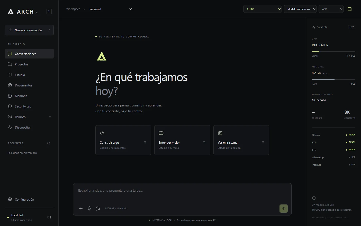 Captura real de ARCH AI